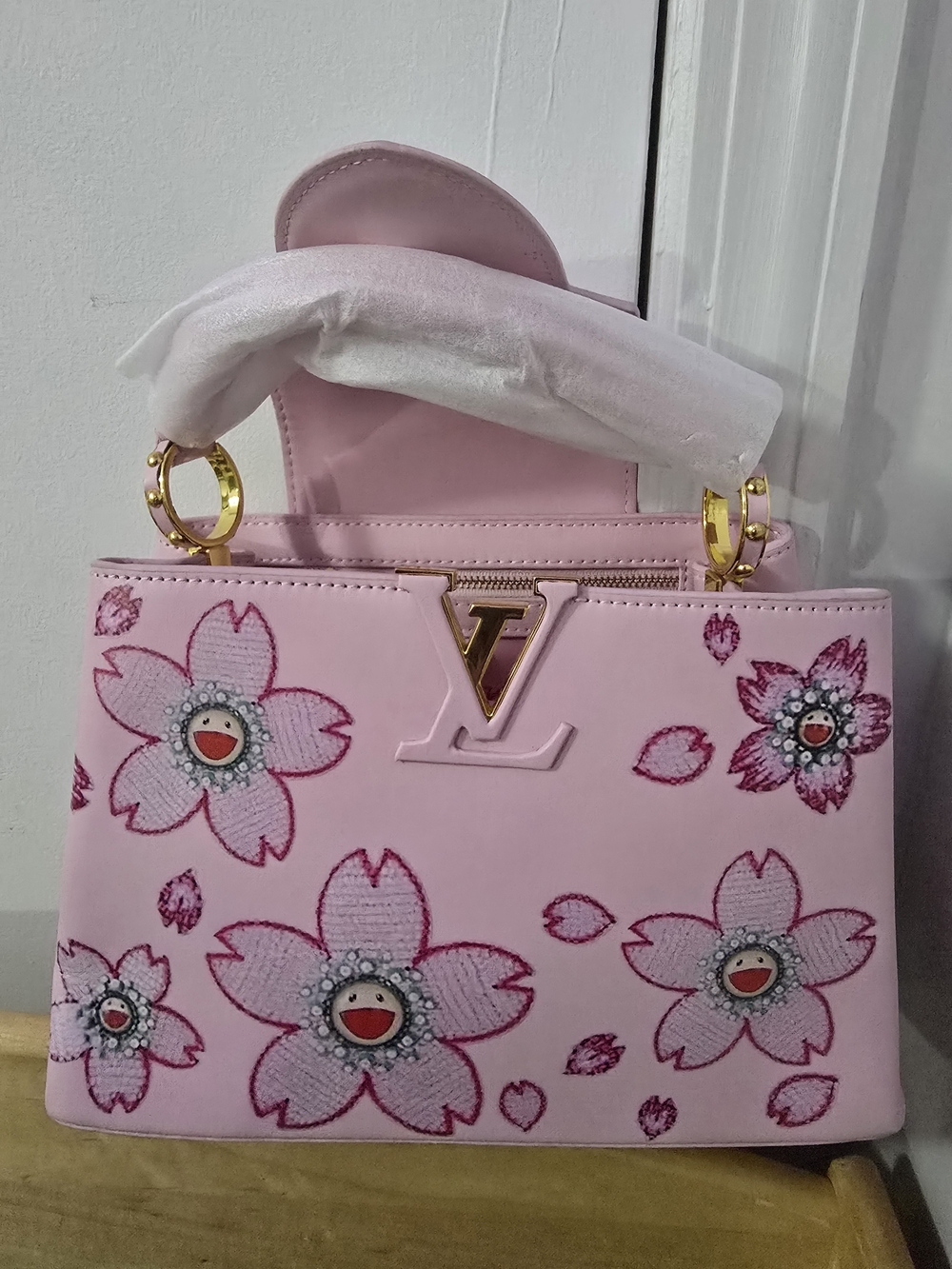 Louis Vuitton Pink Floral Top-Handle Bag